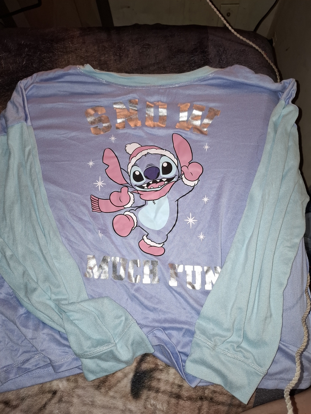 Disney Girls' Long Sleeve Stitch Top - Lavender & Mint